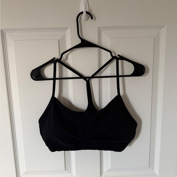 CRZ YOGA - Black Padded Racerback Low Impact Spaghetti Thin Strap Sports Bra - Picture 4 of 5